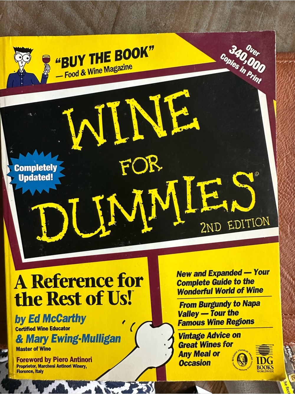 Wine For Dummies Book - Yellow & Black Cover